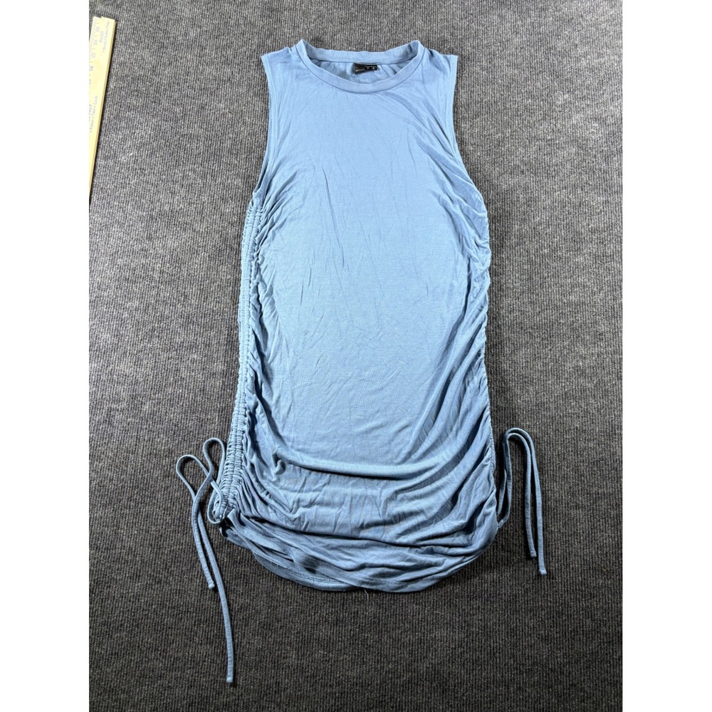 Volcom Womens Ruched Side Tie Sleeveless Mini Dress Blue B1322013 Size Small